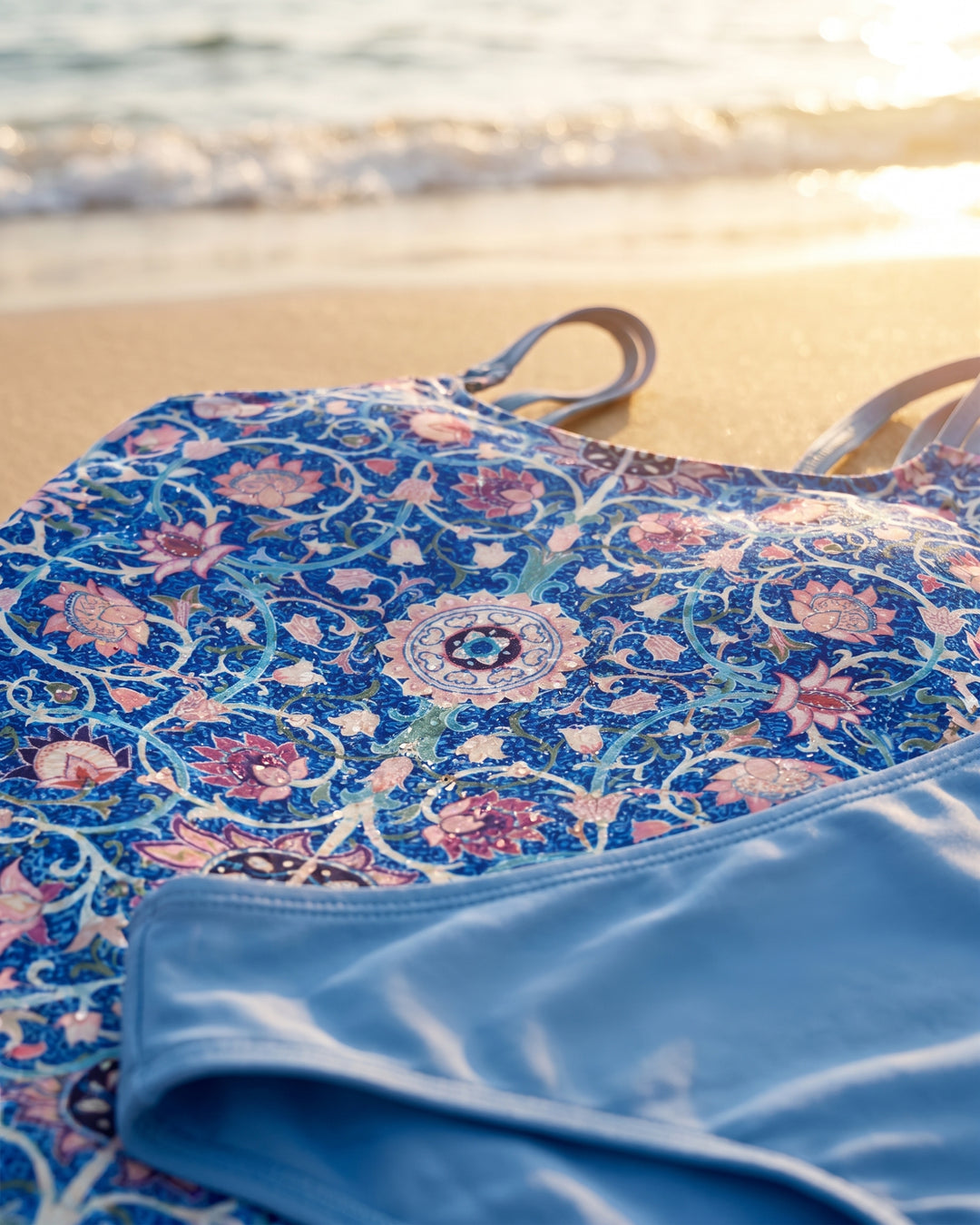 Tankini imprimée avec double sangle — taille haute, imprimé fleuri