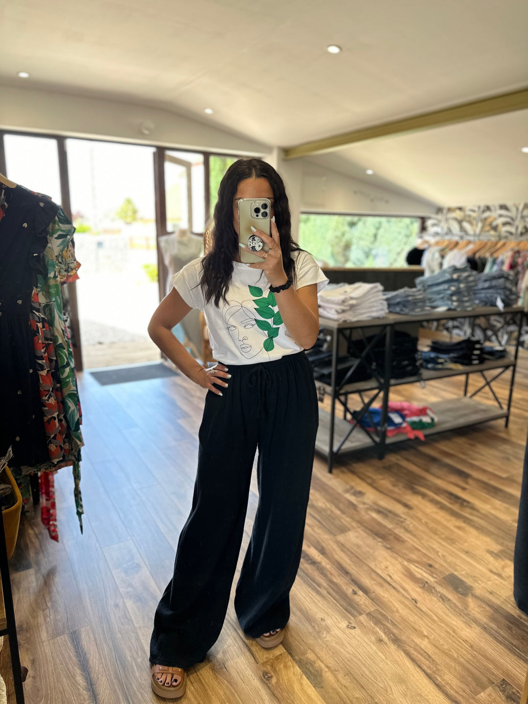Pantalon gaze coton noir