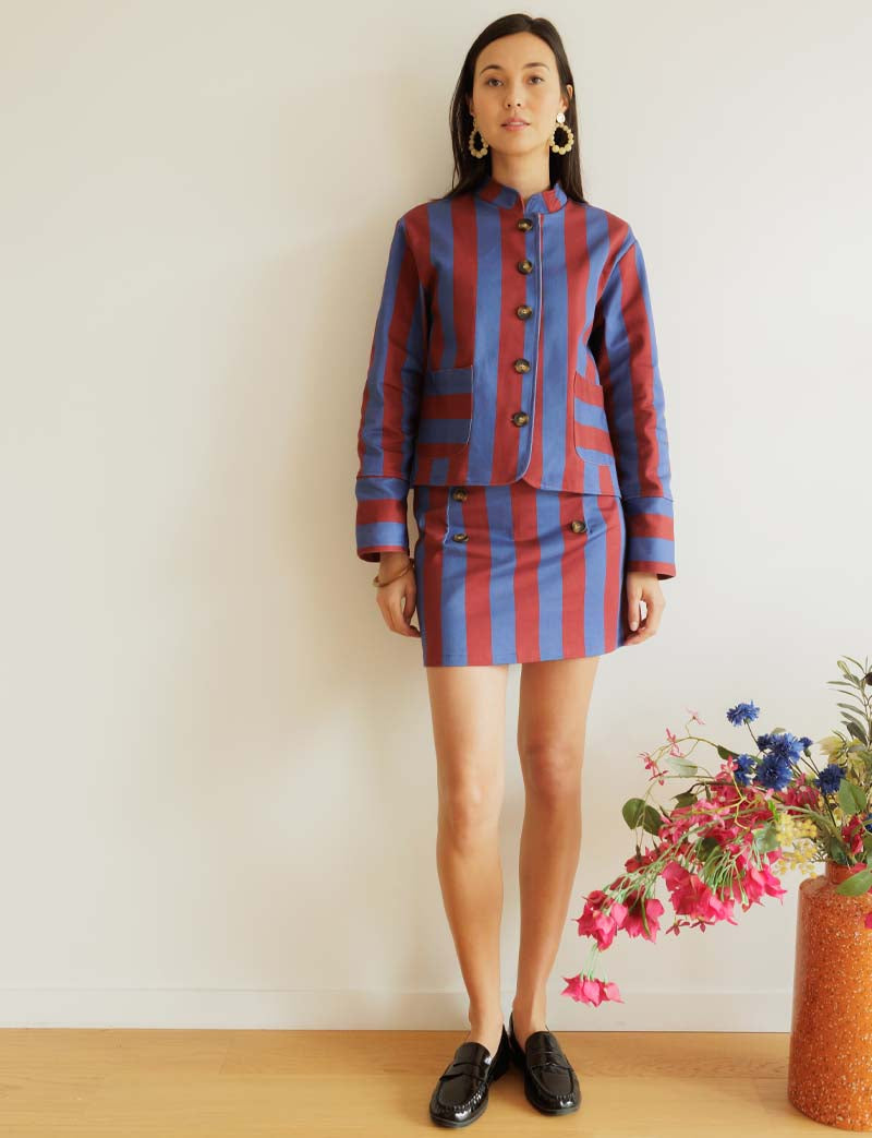Veste bordeaux & bleue Efrar — Maison Juliette Vendôme — vue 3