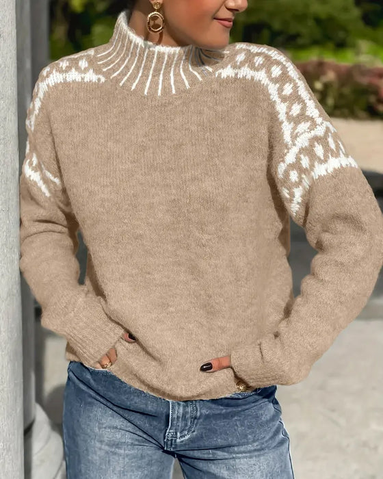 Viviane | Pull col montant à motif scandinave