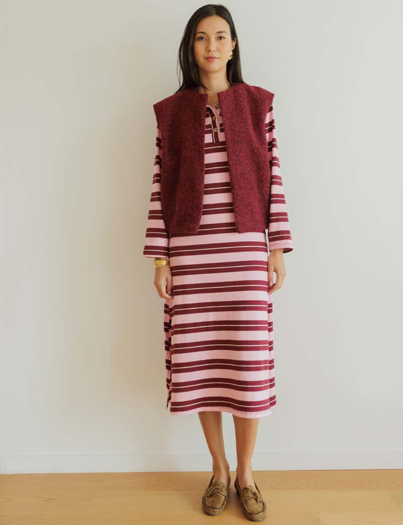 Robe rose & bordeaux Manon — Maison Juliette Vendôme — vue 2