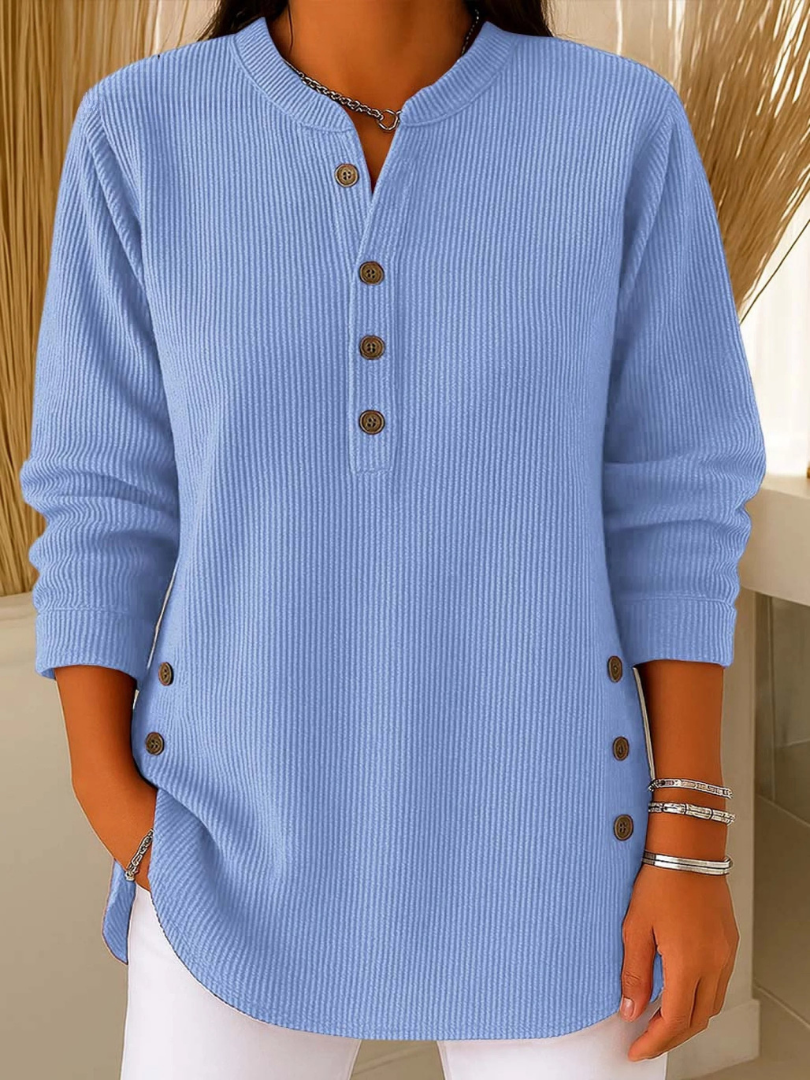 Tunique Neva — encolure Henley, boutons latéraux