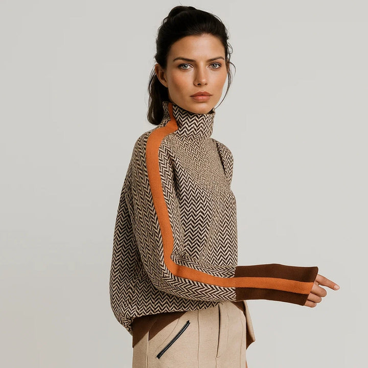 Maëlle | Pull col cheminée, orange ou vert