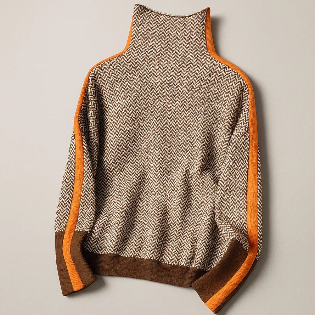 Maëlle | Pull col cheminée, orange ou vert