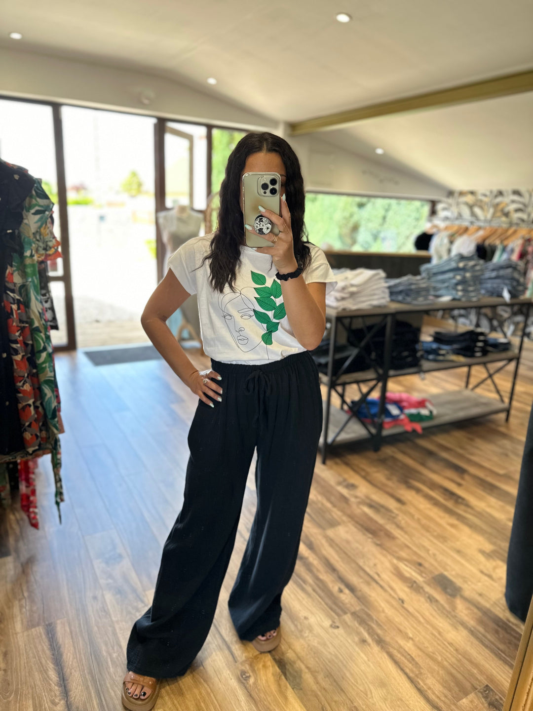 Pantalon gaze coton noir