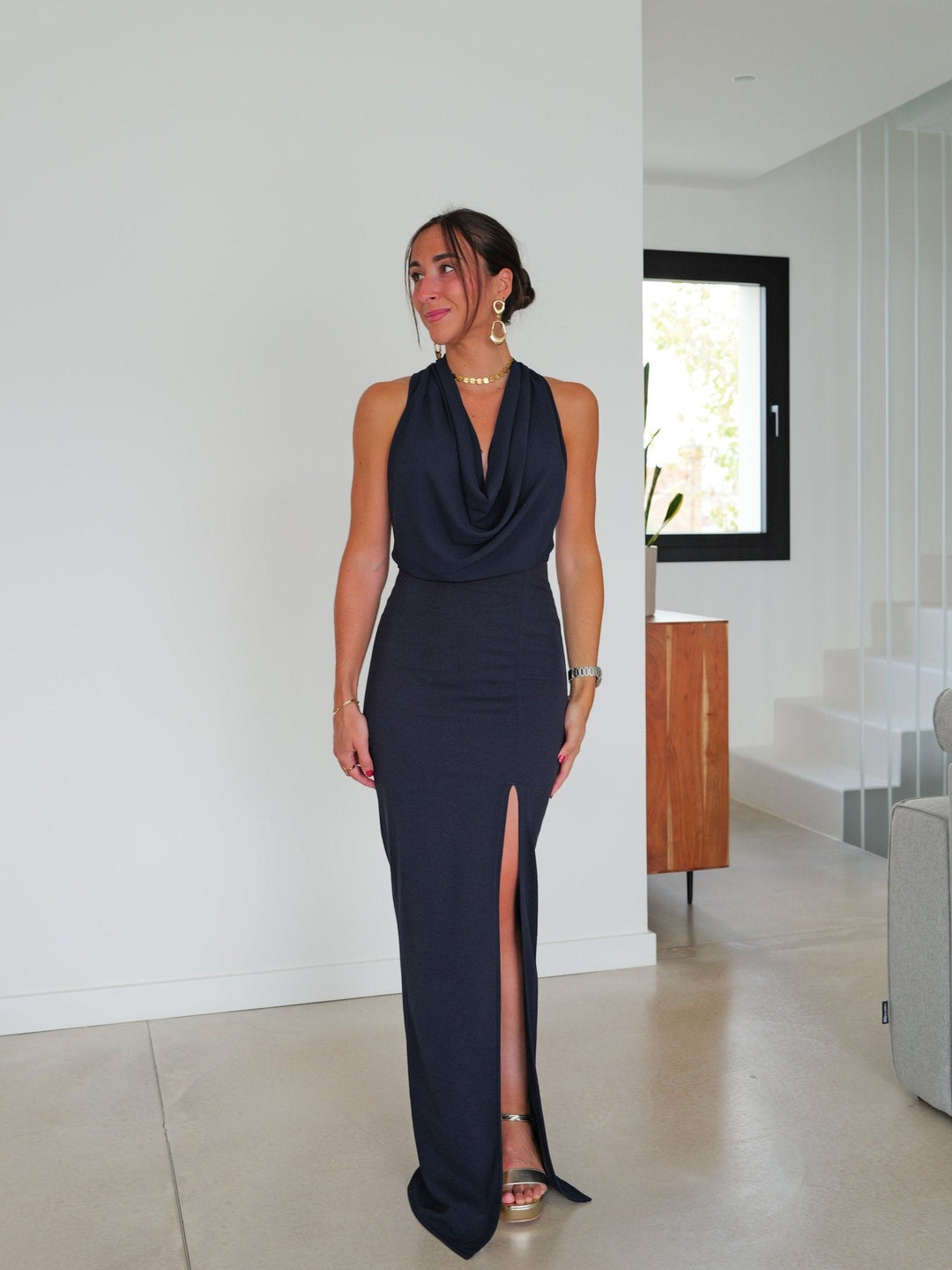 Robe Sophie — sirène, tulle cascade, bleu marine