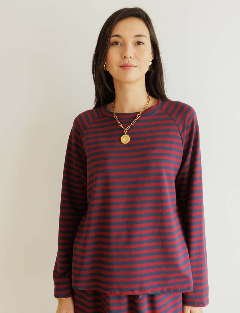 T-shirt marine & bordeaux Nati — Maison Juliette Vendôme — vue 3