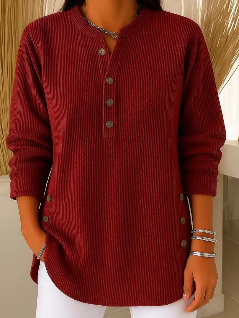 Tunique Neva — encolure Henley, boutons latéraux