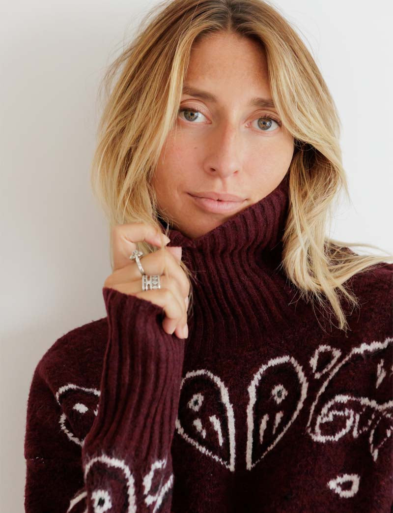 Pull bordeaux Berel — Maison Juliette Vendôme — vue 2