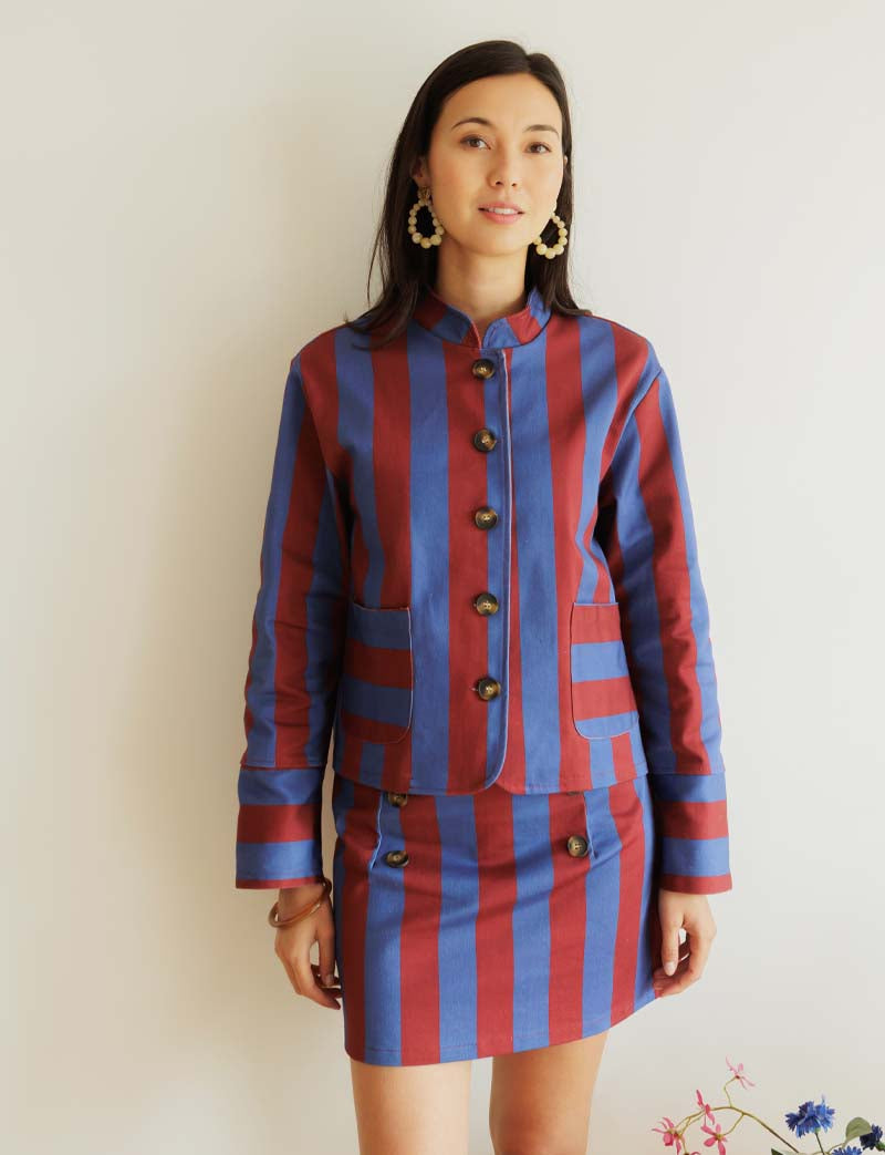 Veste bordeaux & bleue Efrar — Maison Juliette Vendôme — vue 4