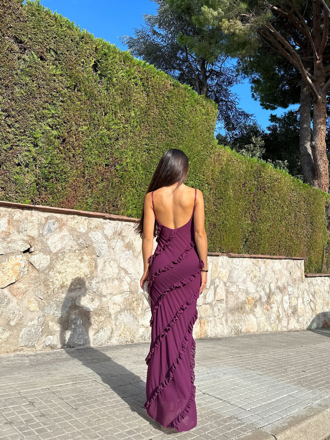 Robe Adèle — sirène, crêpe, aubergine