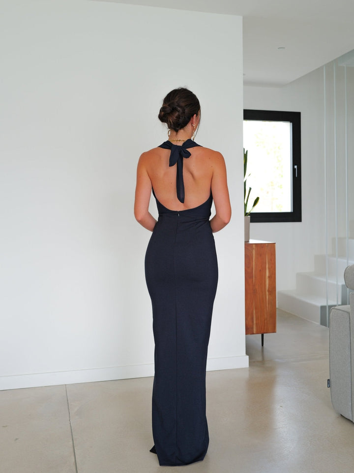 Robe Sophie — sirène, tulle cascade, bleu marine