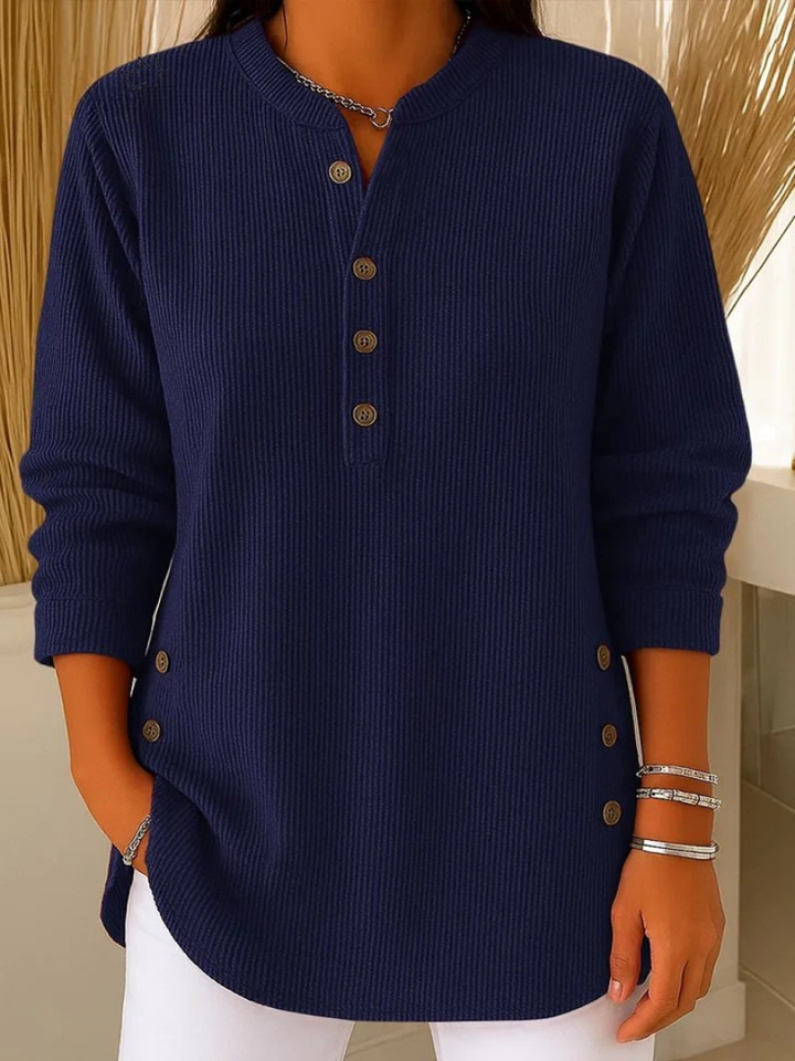 Tunique Neva — encolure Henley, boutons latéraux