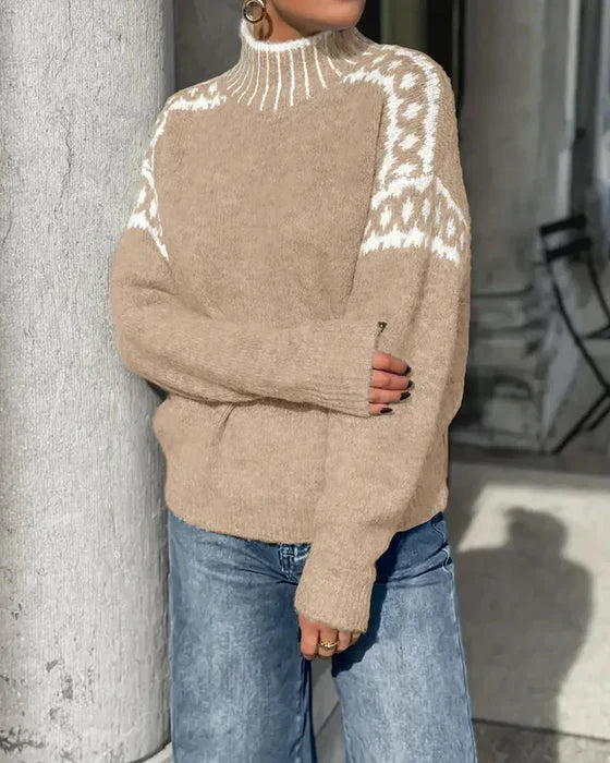 Viviane | Pull col montant à motif scandinave
