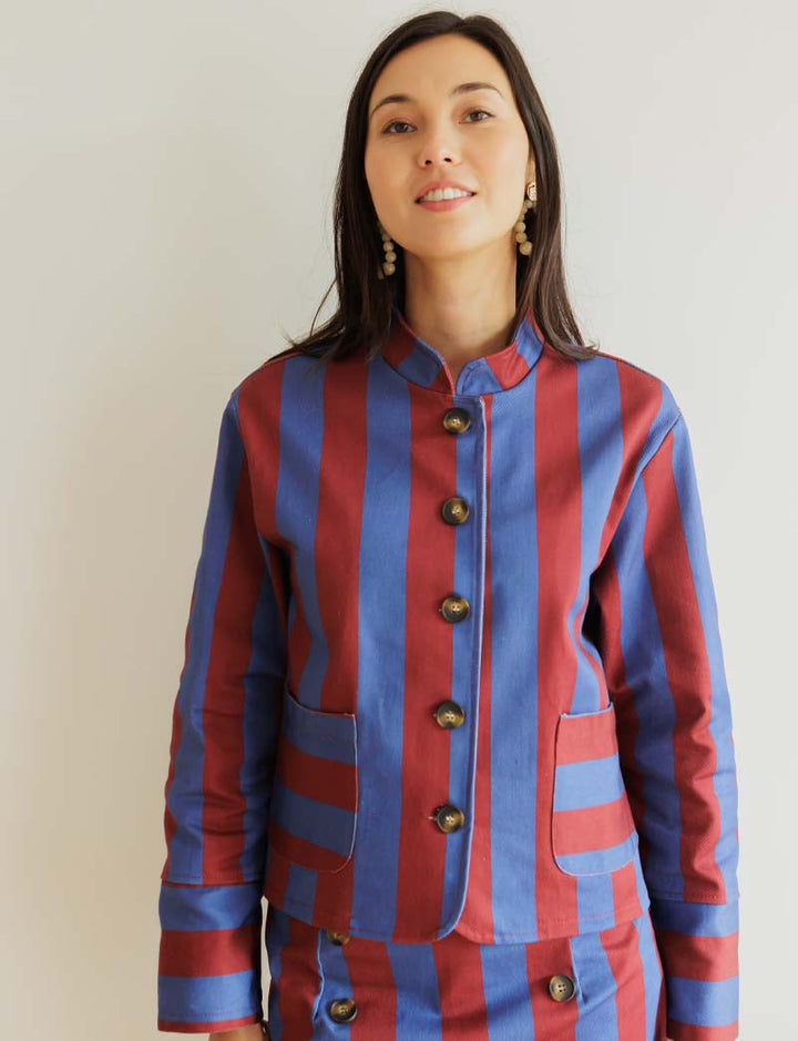 Veste bordeaux & bleue Efrar — Maison Juliette Vendôme