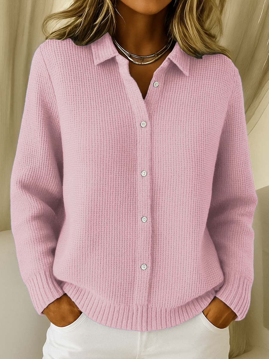Sylvie | Cardigan boutonné à col, coton mélangé