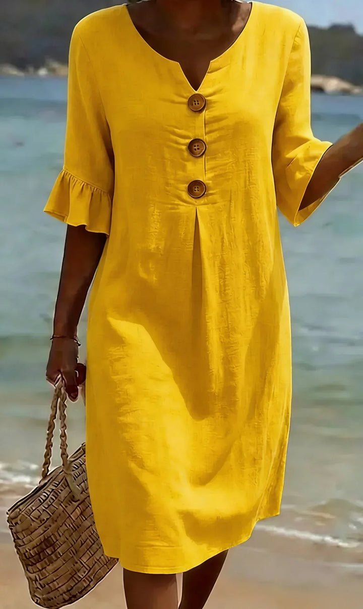 Vanesa™ | Robe Texturée Avec Manches Bouffantes et Boutons