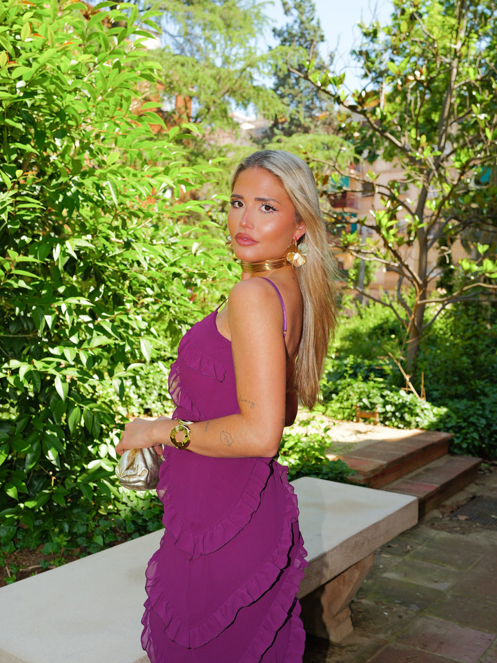 Robe Adèle — sirène, crêpe, aubergine