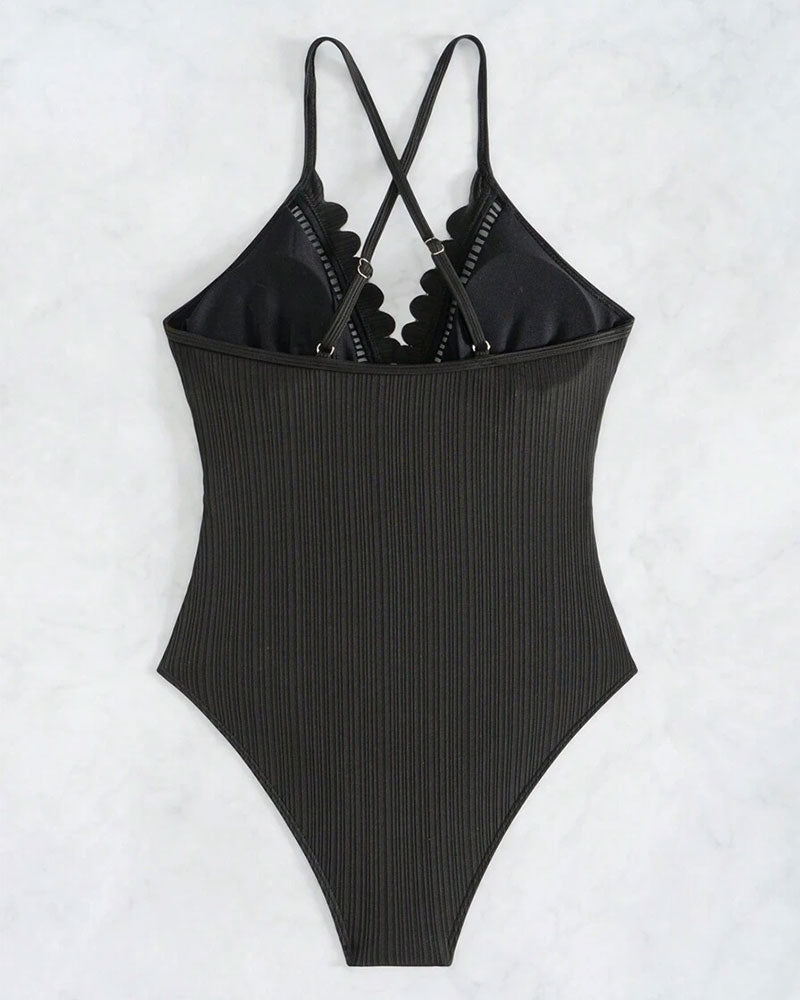Maillot de Bain Monopiece Uni Sexy Creux