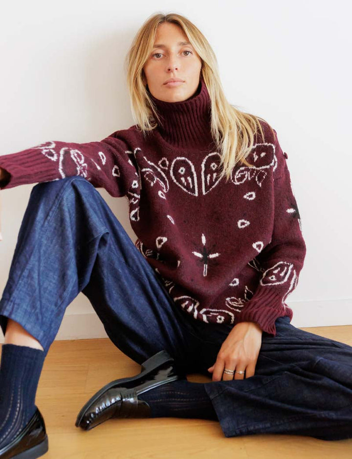 Pull bordeaux Berel — Maison Juliette Vendôme — vue 4