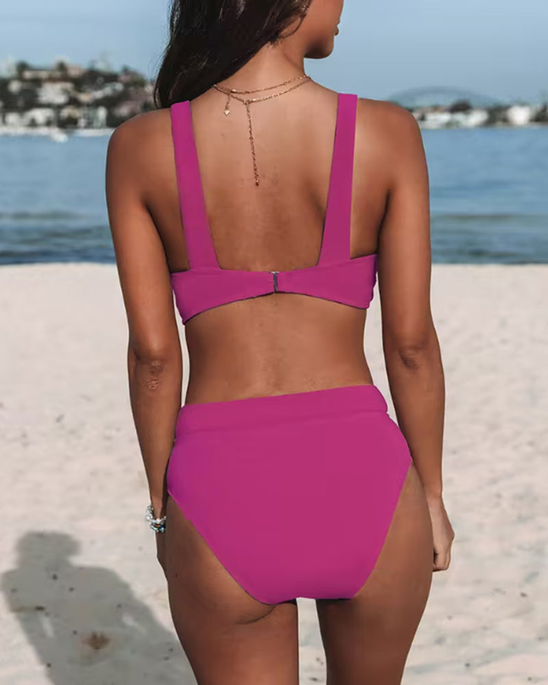 Claire - Maillot de bain uni à taille haute