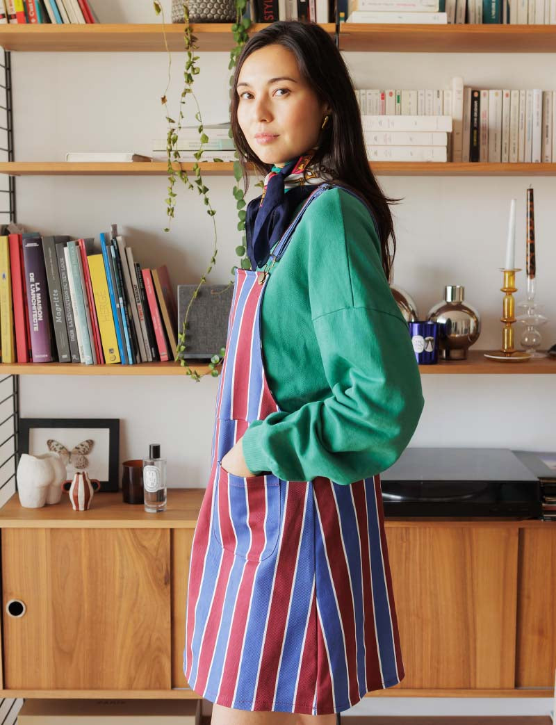 Robe bordeaux & bleue Edna — Maison Juliette Vendôme — vue 2