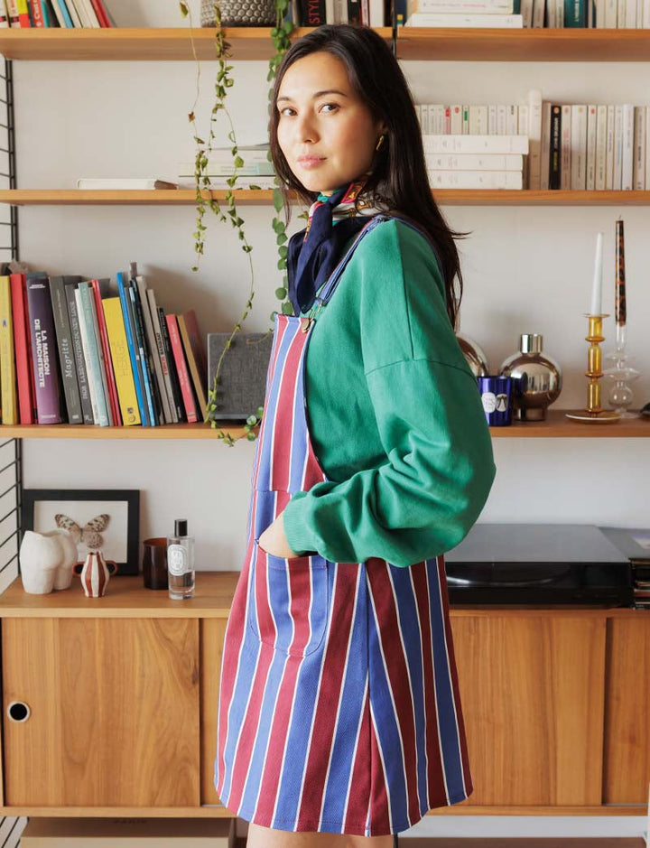 Robe bordeaux & bleue Edna — Maison Juliette Vendôme — vue 2