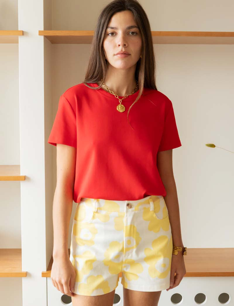 Short blanc & fleurs jaunes Kevy