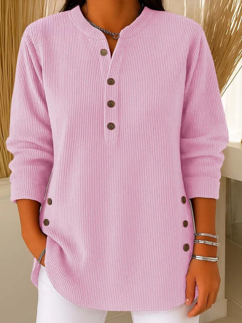 Tunique Neva — encolure Henley, boutons latéraux