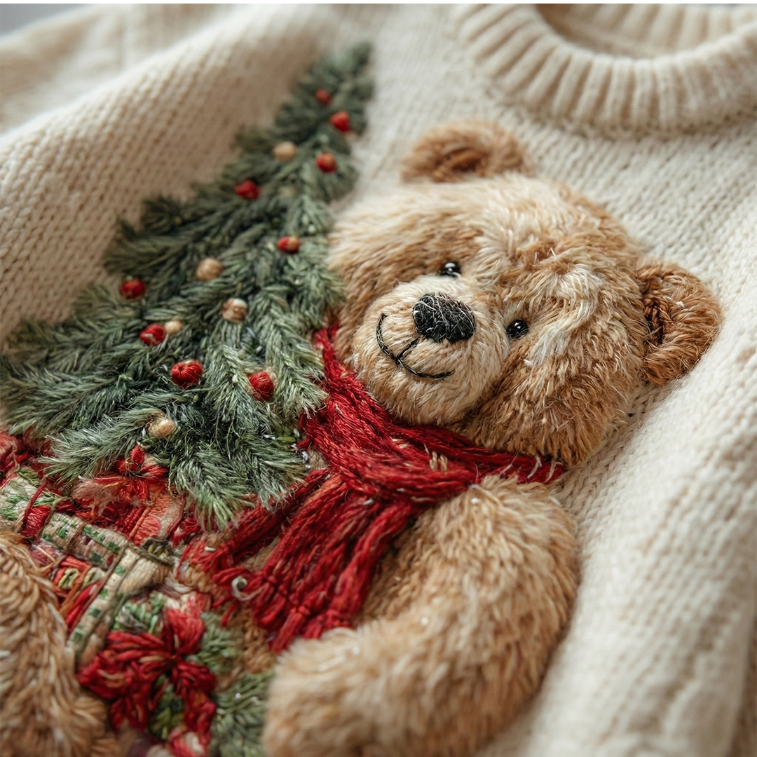 Ursule | Pull de Noël, ourson et sapin