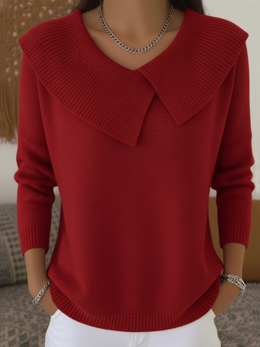 Pull Sunnora — grand col rabattu, coupe ample