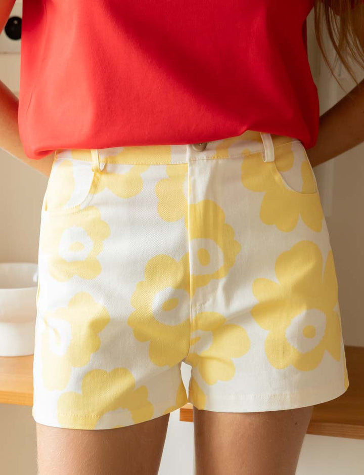 Short blanc & fleurs jaunes Kevy