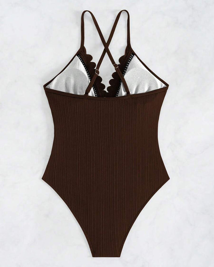 Maillot de Bain Monopiece Uni Sexy Creux