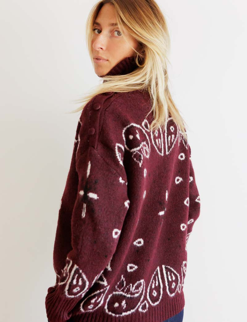 Pull bordeaux Berel — Maison Juliette Vendôme — vue 5