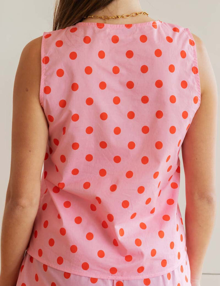 Top rose à pois rouges Lya