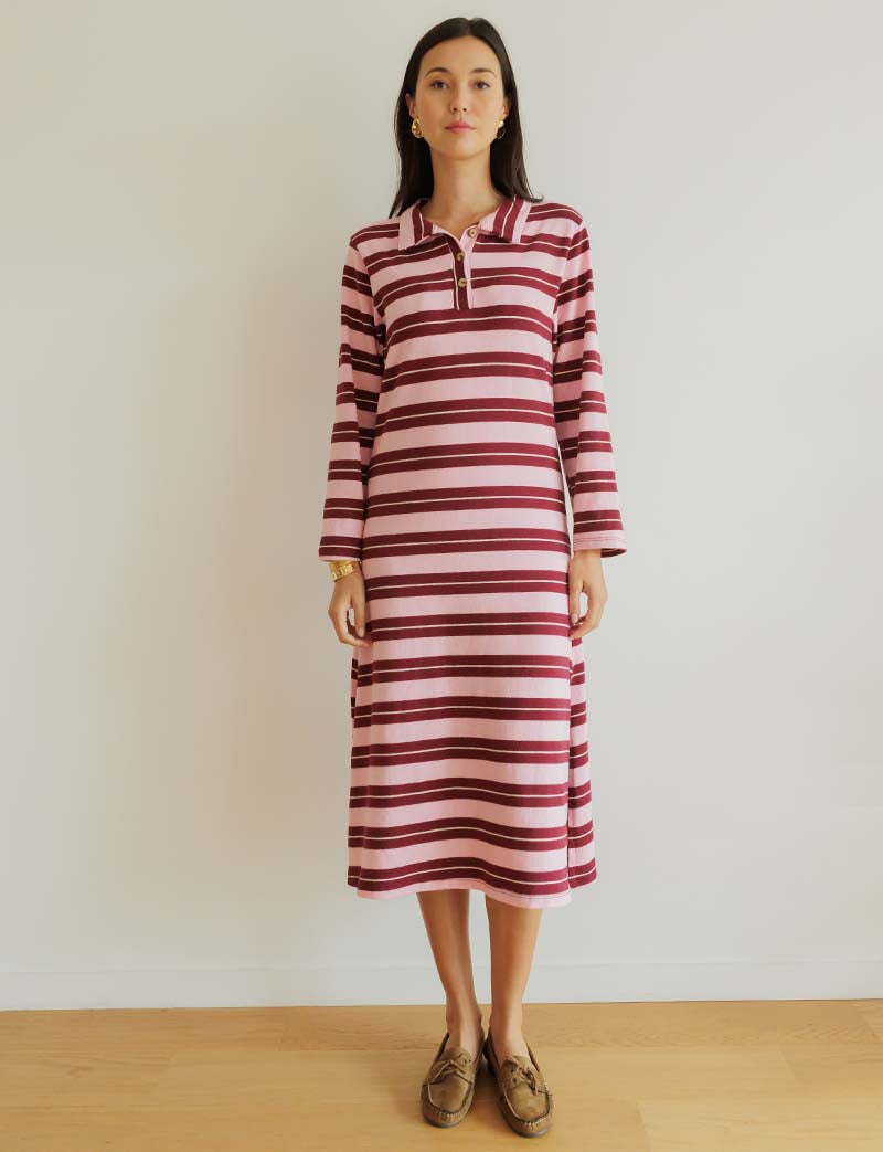 Robe rose & bordeaux Manon — Maison Juliette Vendôme — vue 3