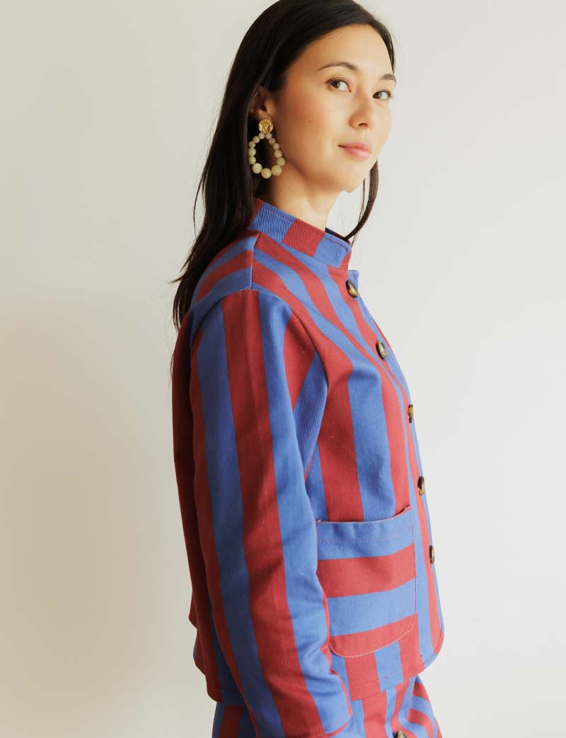 Veste bordeaux & bleue Efrar — Maison Juliette Vendôme — vue 2