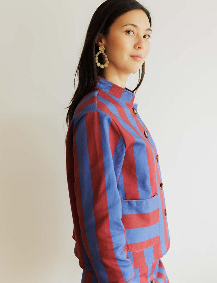 Veste bordeaux & bleue Efrar — Maison Juliette Vendôme — vue 2