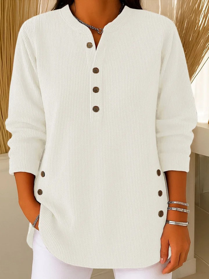 Tunique Neva — encolure Henley, boutons latéraux
