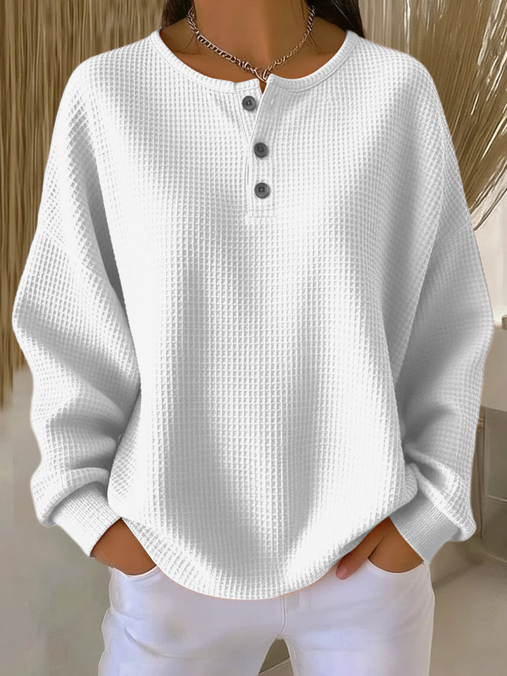 Mirabel - Sweat-shirt Henley confortable à motif gaufré