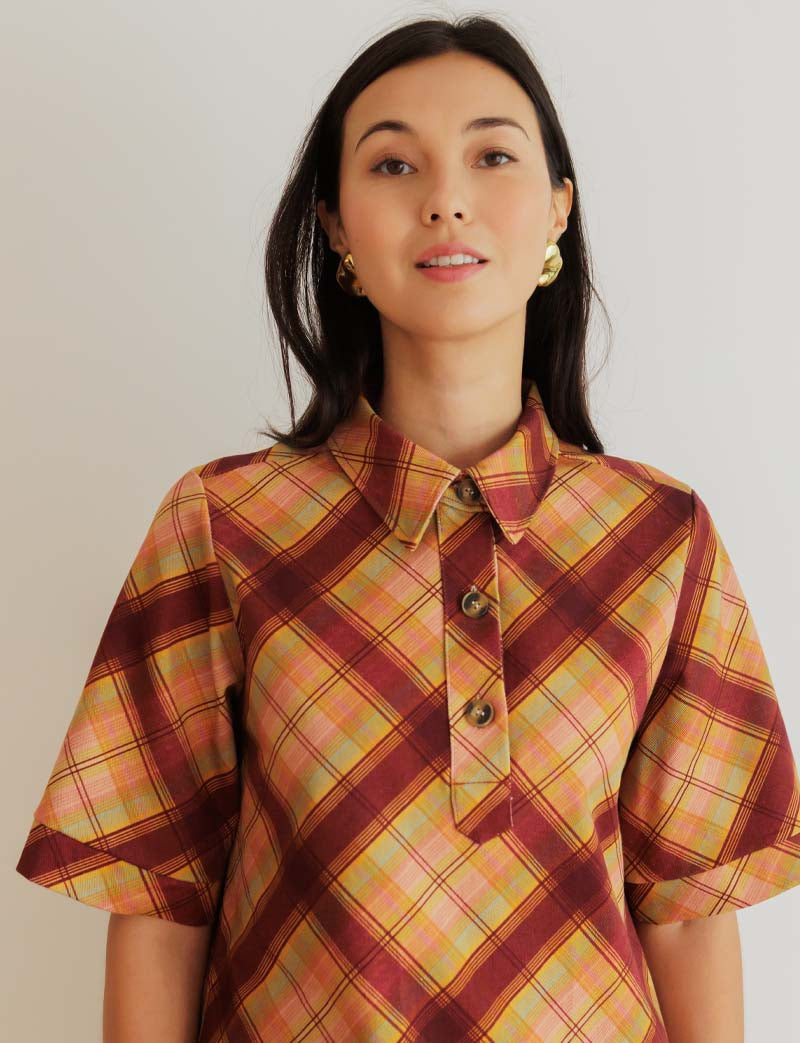 Robe à carreaux Anais — Maison Juliette Vendôme — vue 2