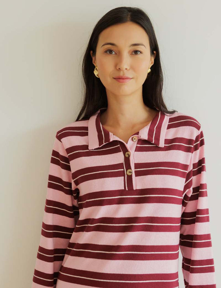 Robe rose & bordeaux Manon — Maison Juliette Vendôme — vue 4