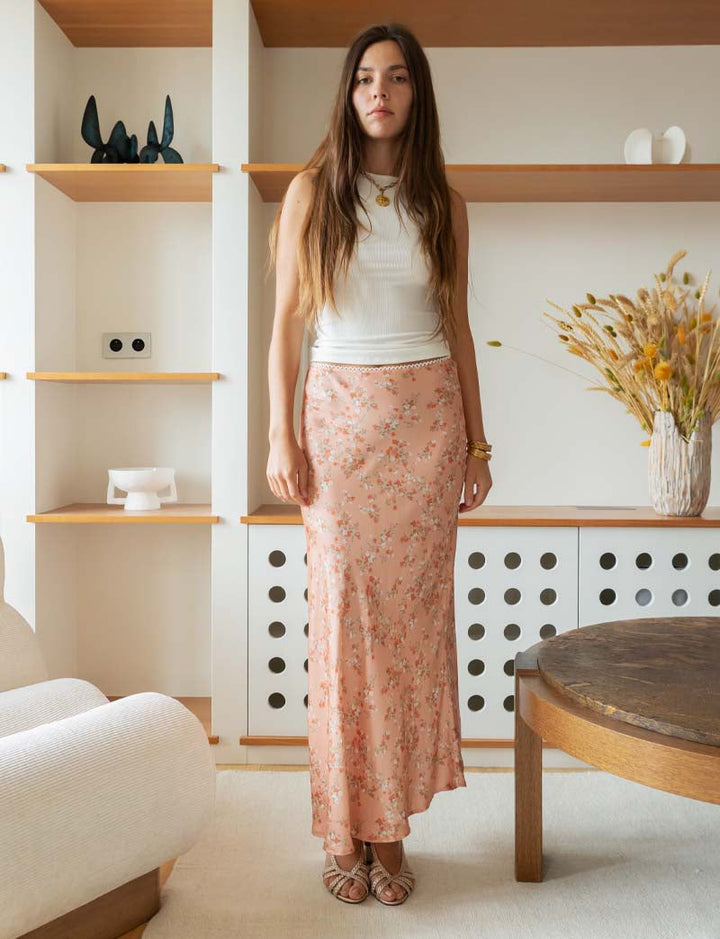 Jupe rose fleurie Nony