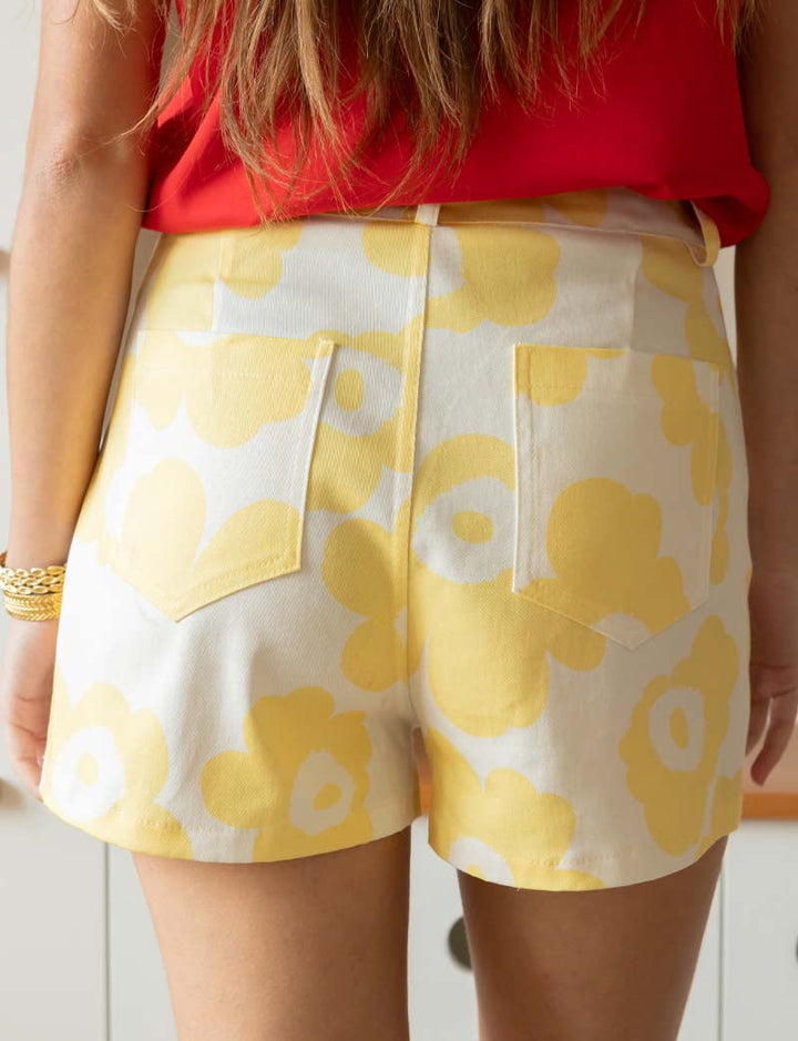 Short blanc & fleurs jaunes Kevy