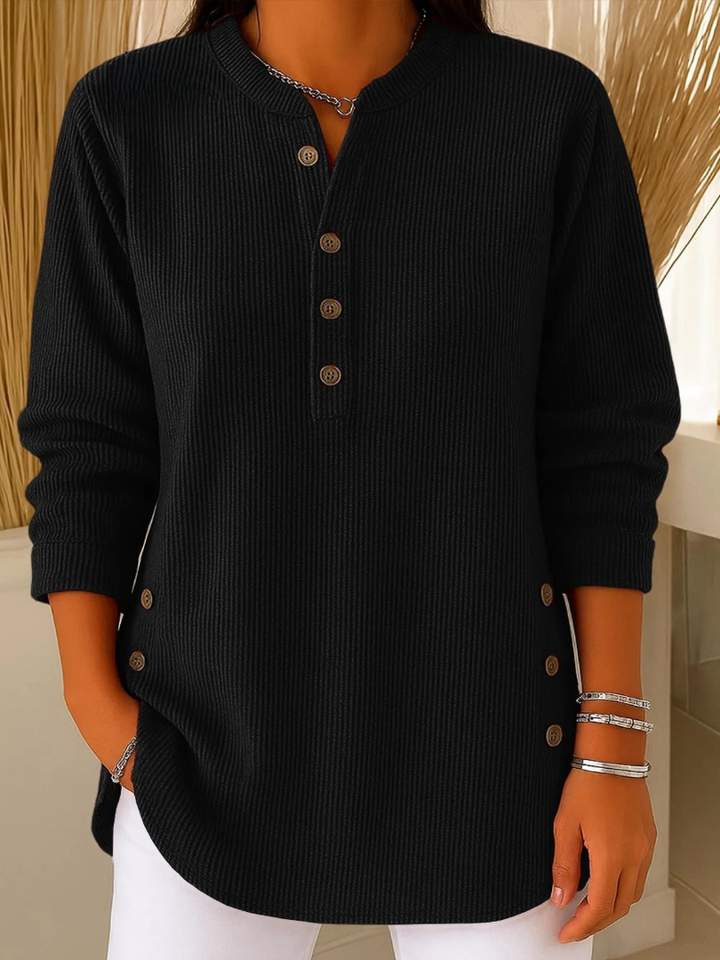 Tunique Neva — encolure Henley, boutons latéraux