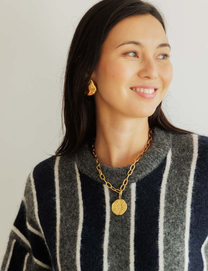 Pull marine & gris Marceau — Maison Juliette Vendôme — vue 3