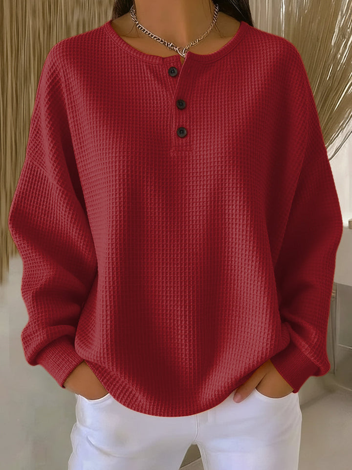 Mirabel - Sweat-shirt Henley confortable à motif gaufré