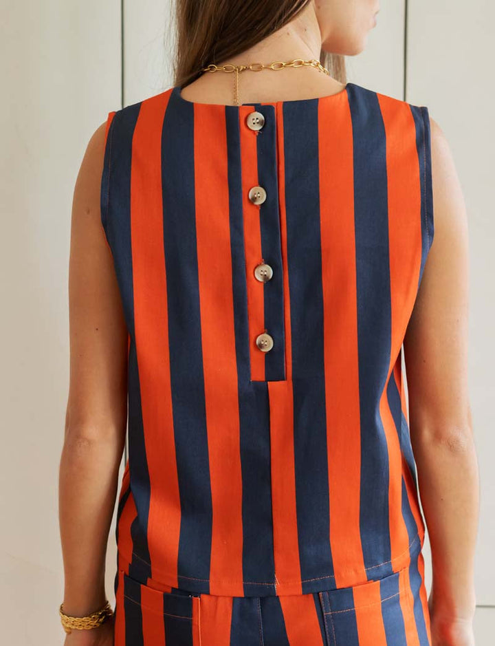 Top à rayures marine & orange Ansa