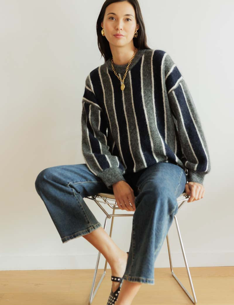 Pull marine & gris Marceau — Maison Juliette Vendôme