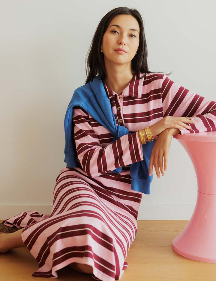 Robe rose & bordeaux Manon — Maison Juliette Vendôme